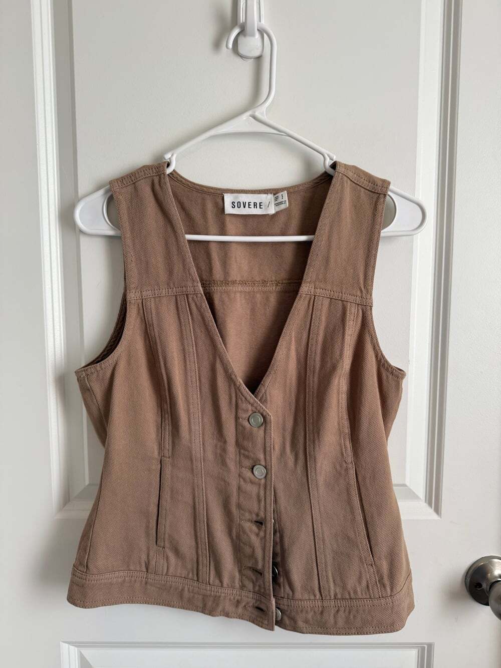 Sovere Revolve Theory Mocha Denim Button Front Vest Size Small
